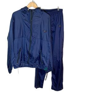 Vintage 90s Helly Hansen Navy 2 Piece Tracksuit Hooded Jacket Pants Set Size M
